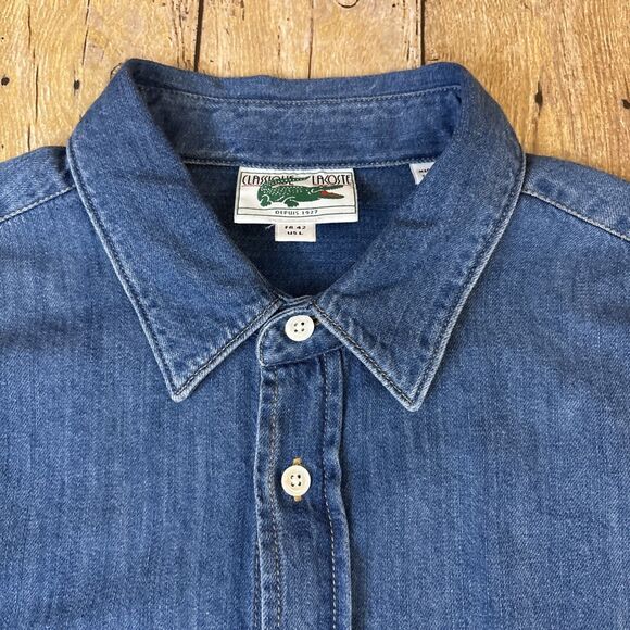 Classique Lacoste Denim Shirt Vintage Mens Size Large EUR 42 - Picture 3 of 9